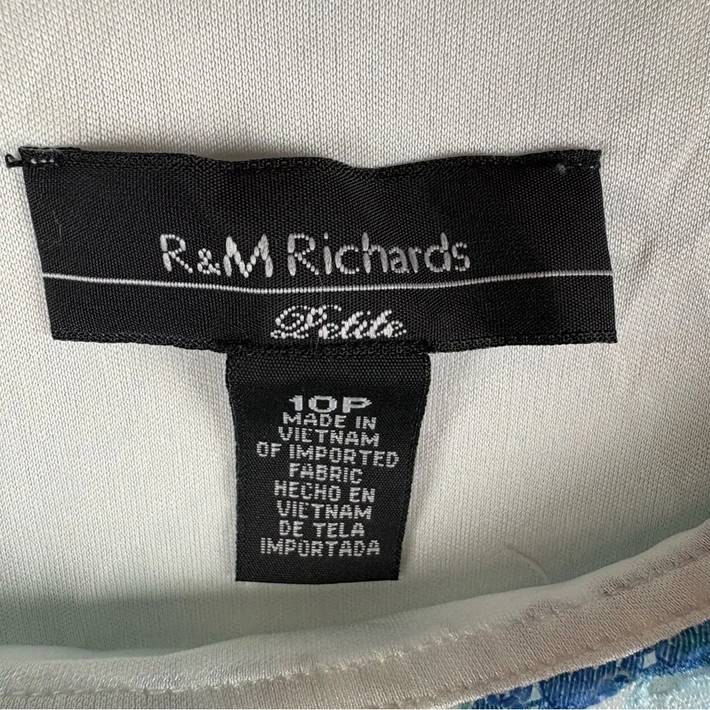 R & M Richards Blue White Floral Eyelet Sleeveless Fit and Flare Dress Size 10P - Picture 8 of 10